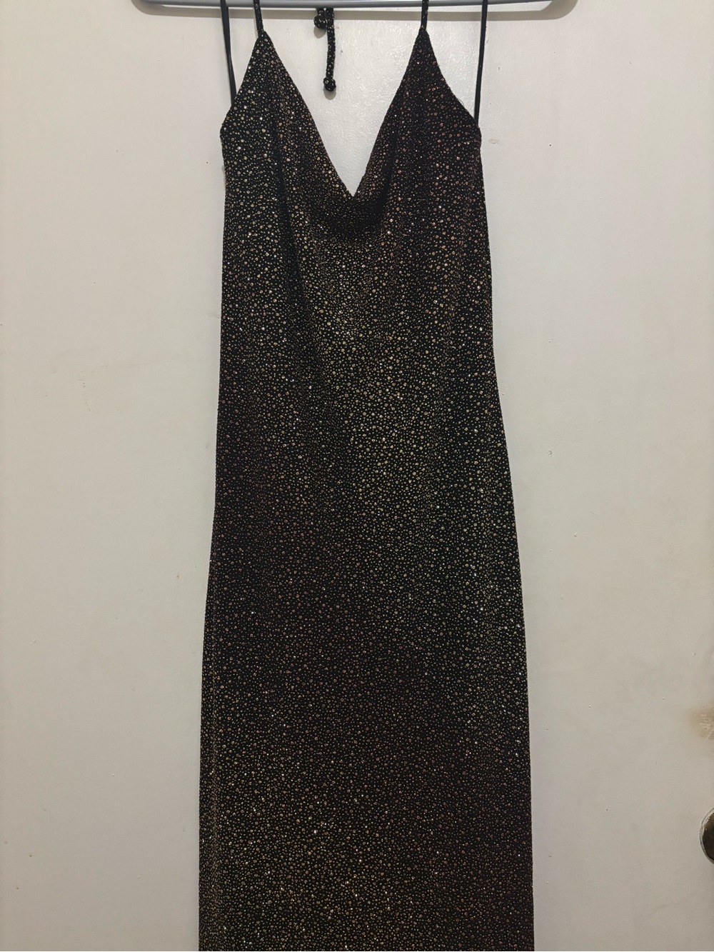 Vintage 90s Jump Apparel Iridescent Glitter High Low Open Back Maxi Dress